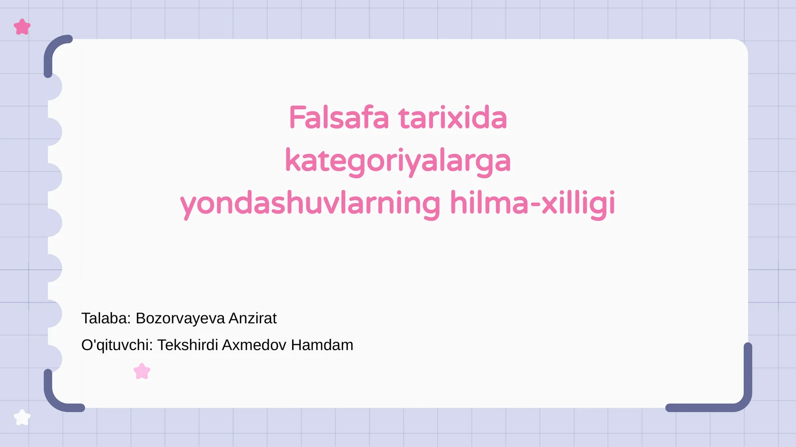 Falsafa tarixida kategoriyalarga yondashuvlarning hilma-xilligi