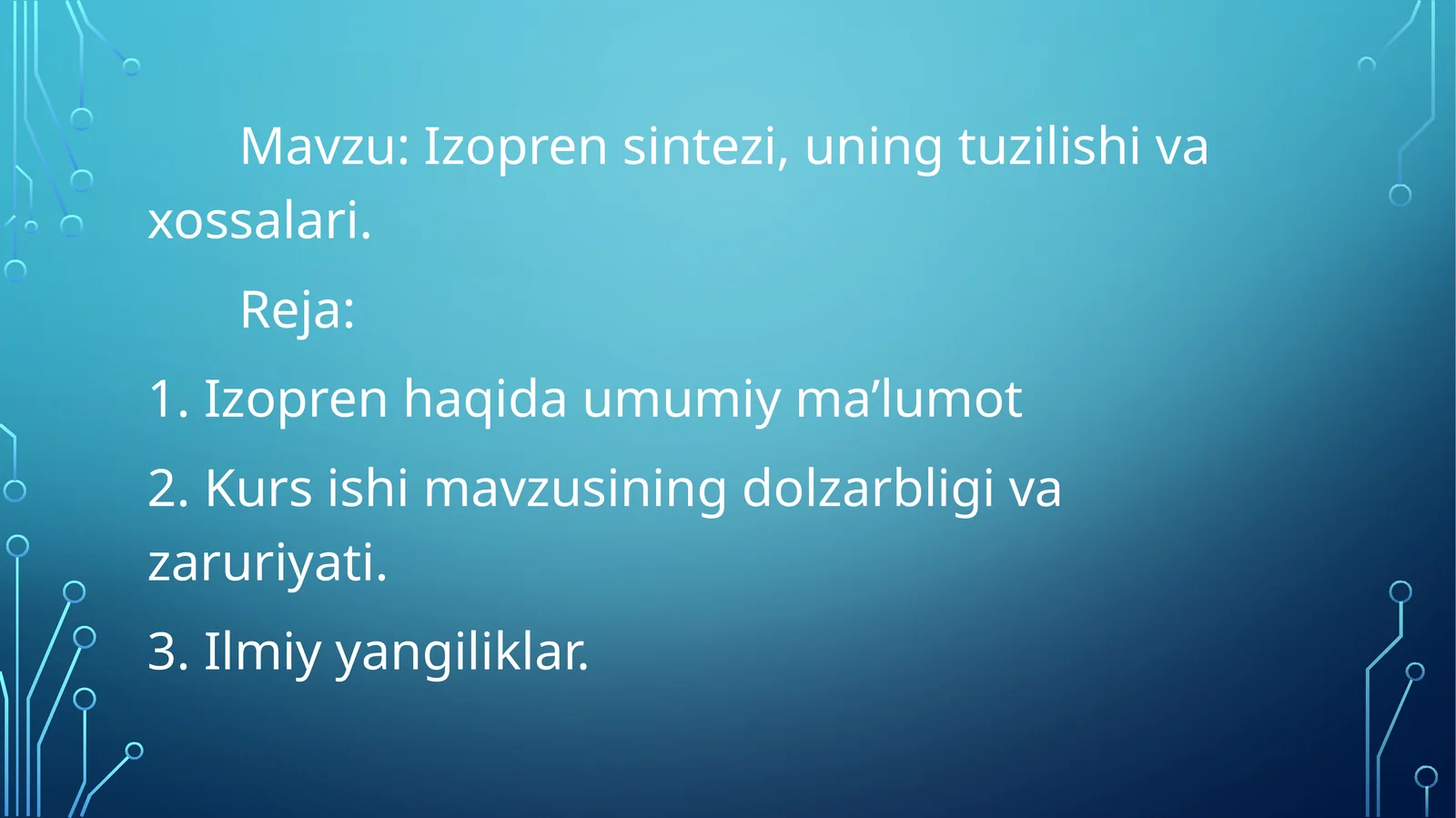 Izoprensintezi,uningtuzilishivaxossalari