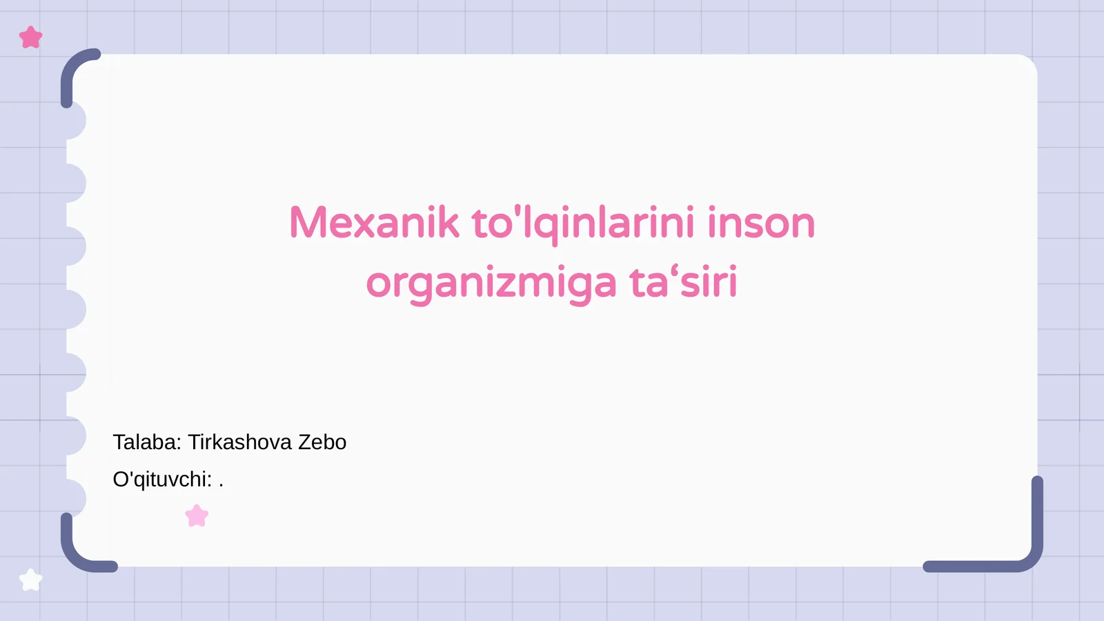 Mexanik to'lqinlarini inson organizmiga ta‘siri
