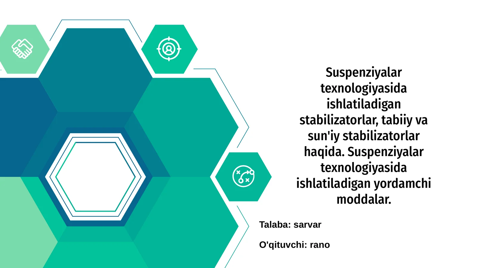 Suspenziyalar texnologiyasida ishlatiladigan stabilizatorlar