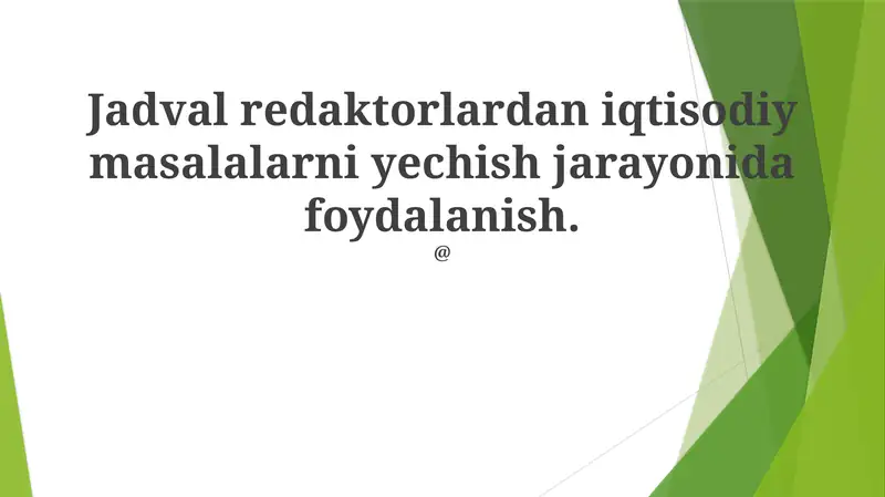 Simulyatsiya va Modellashtirish