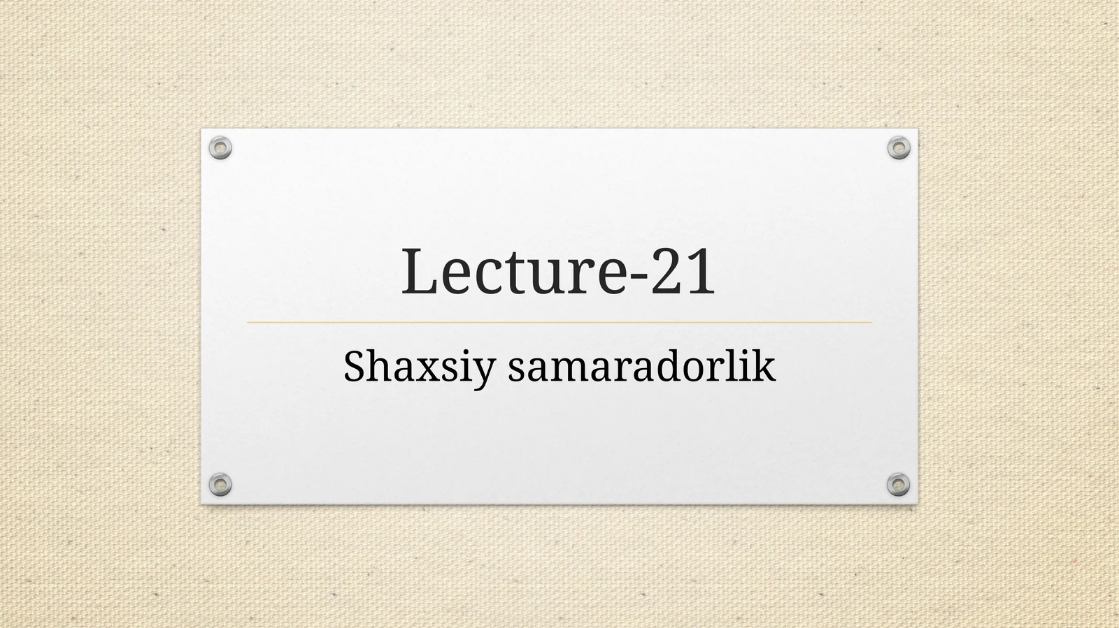 Shaxsiysamaradorlik