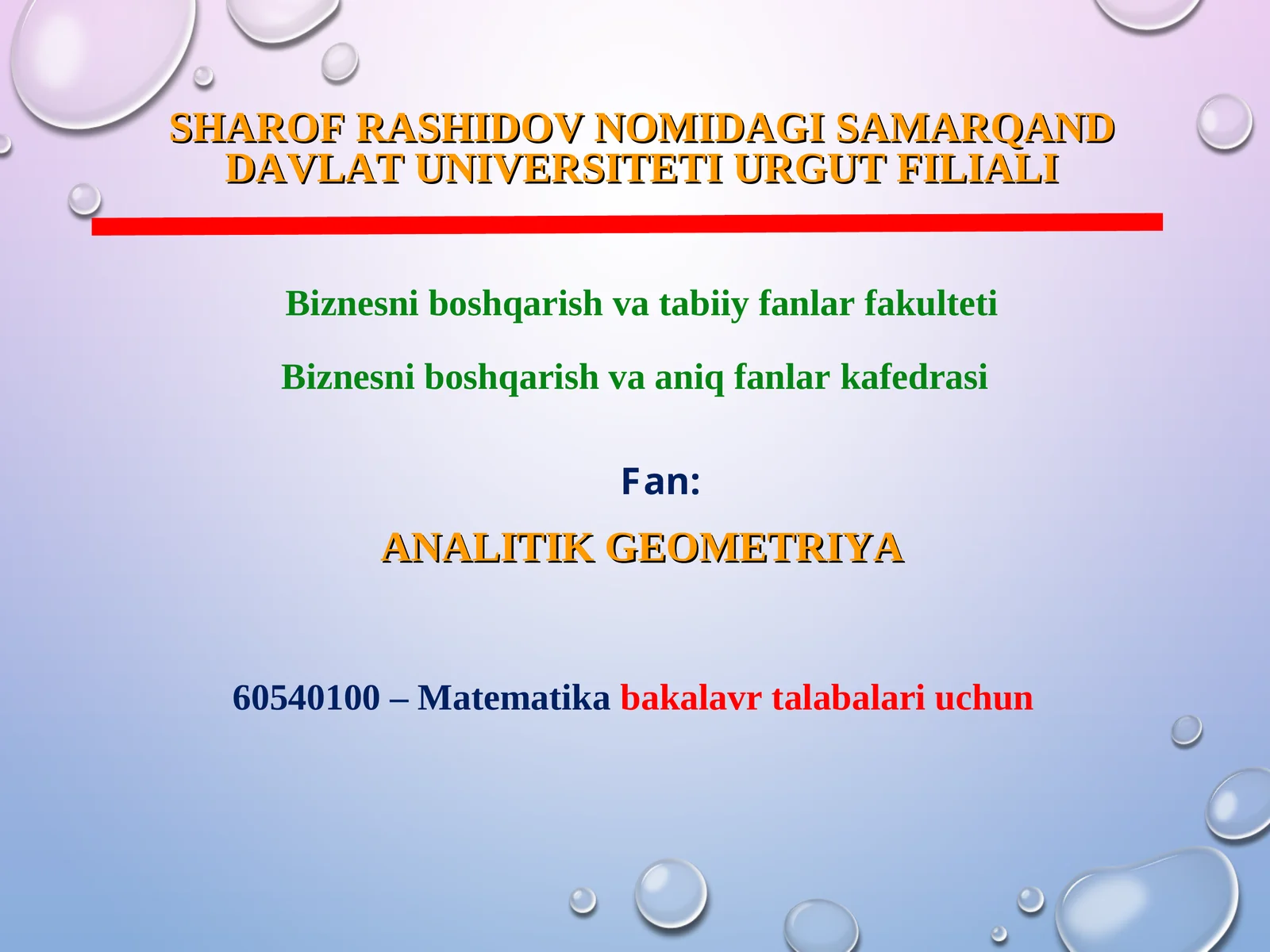ANALITIK GEOMETRIYA