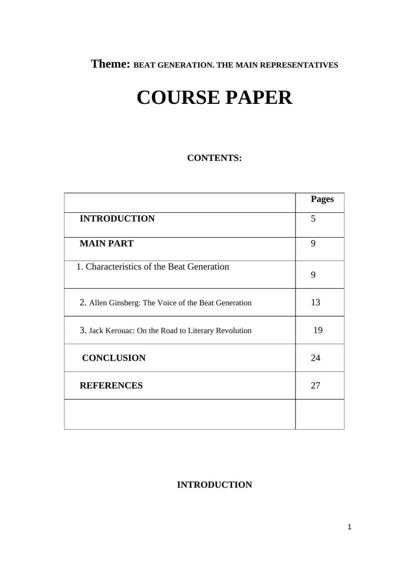 BEAT GENERATION. THE MAIN REPRESENTATIVES