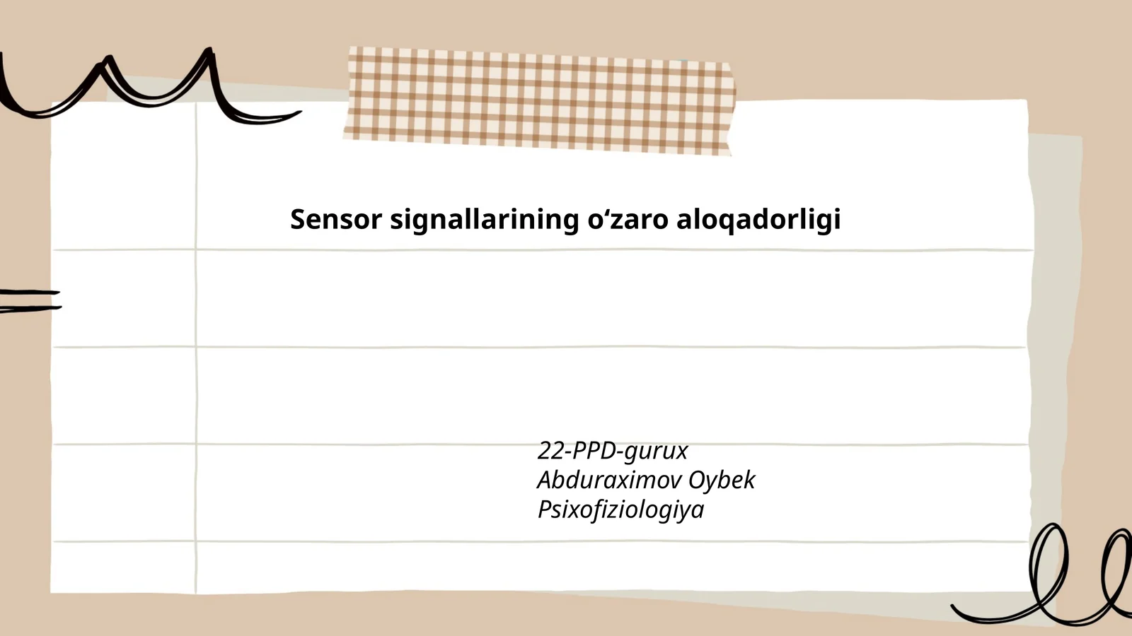 Sensor signallarining oʻzaro aloqadorligi