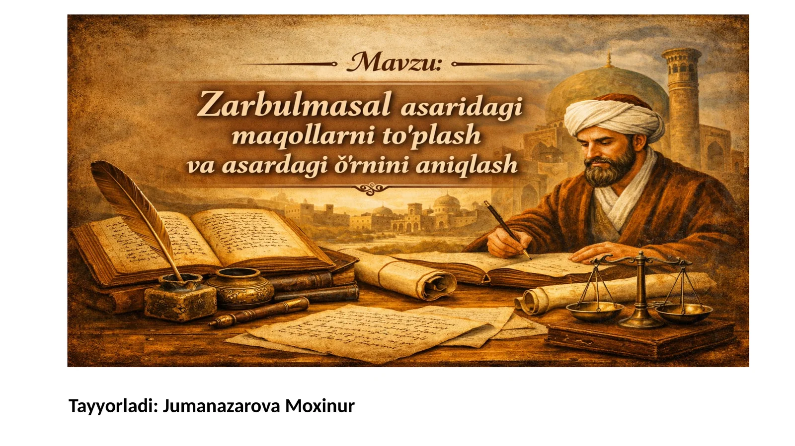 “Zarbulmasal” asarida maqollarning umumiy tavsifi