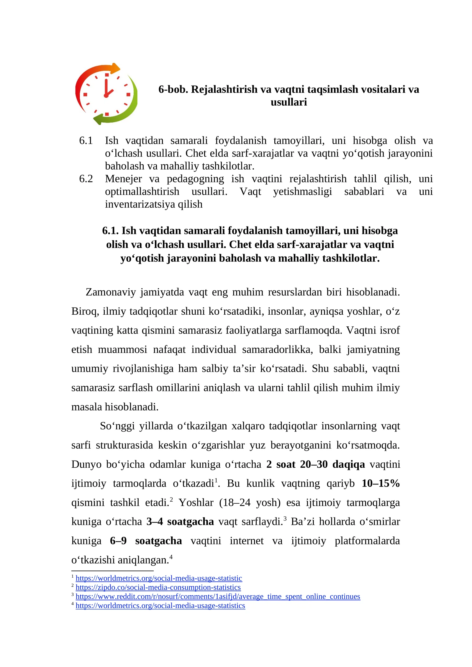 Vaqtni rejalashtirish Mustaqil ish