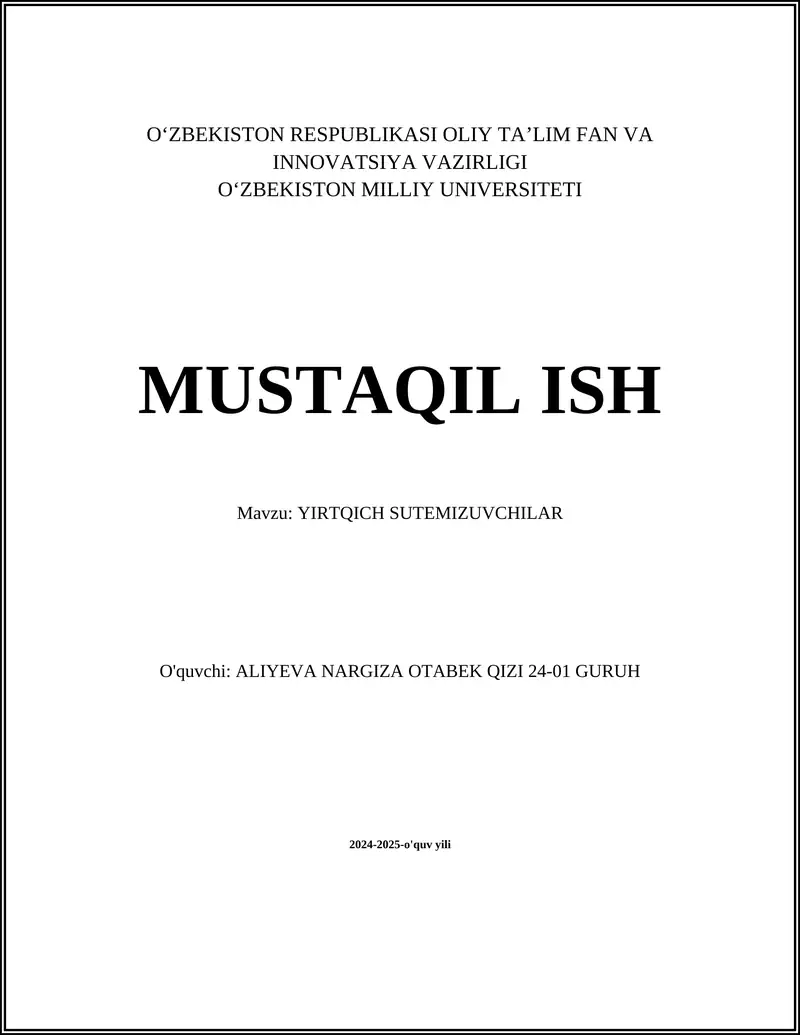 YIRTQICH SUTEMIZUVCHILAR