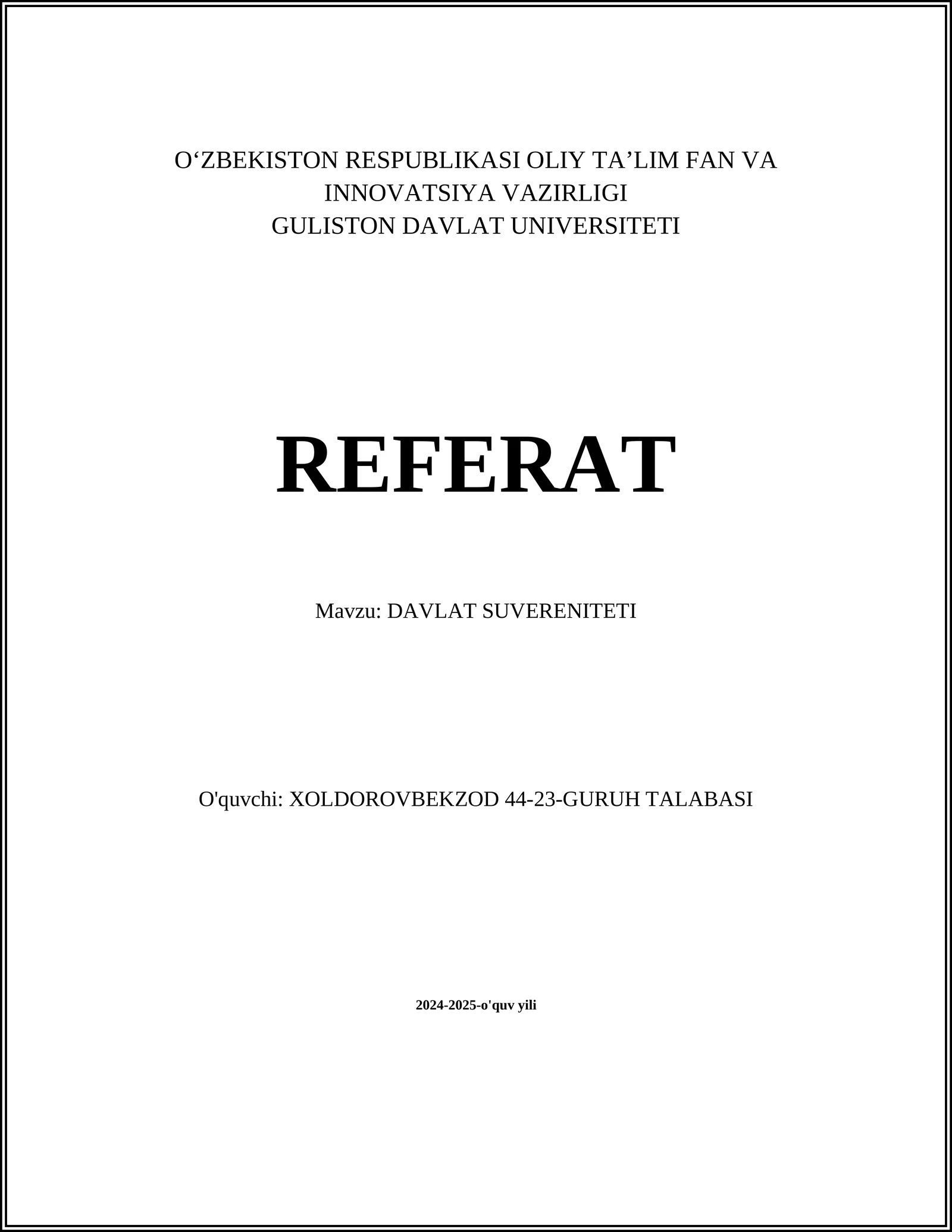 DAVLAT SUVERENITETI
