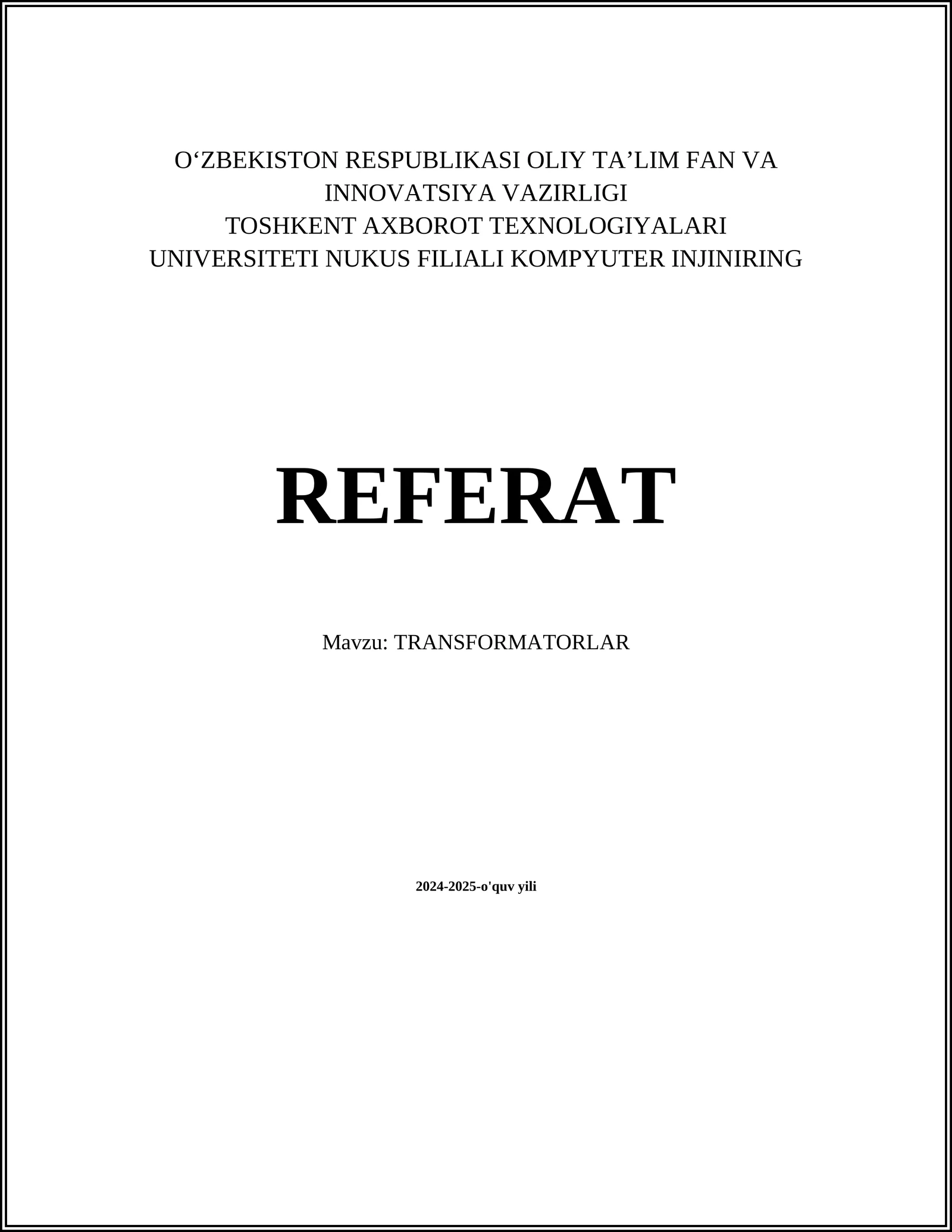 TRANSFORMATORLAR