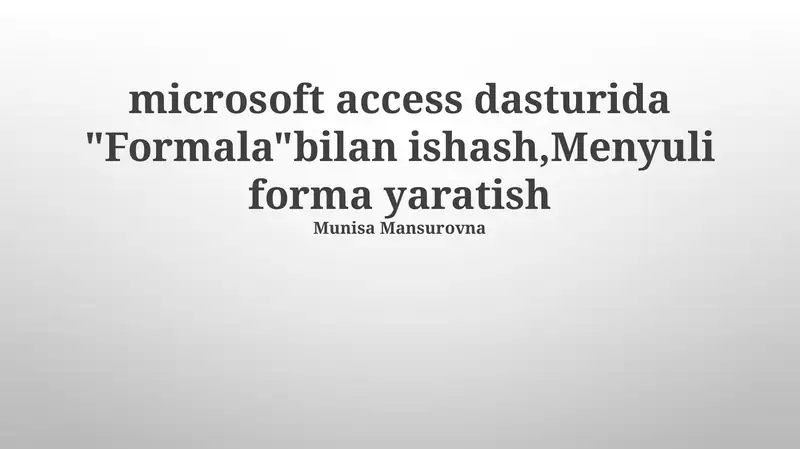 Menyuli forma yaratish