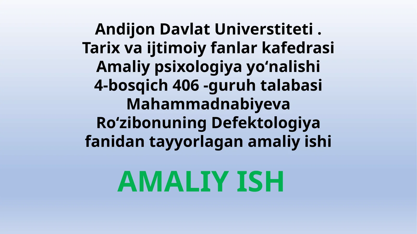 Defektologiyadan laboratoriyaga