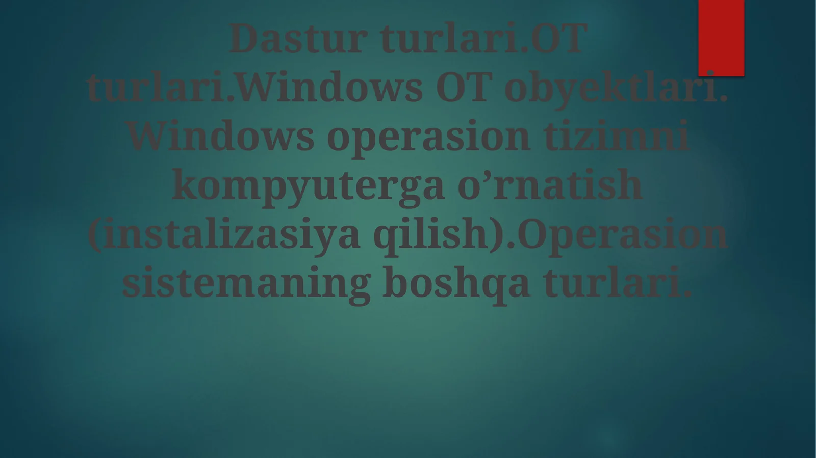 Windows Operatsion Sistemini O'rnatish