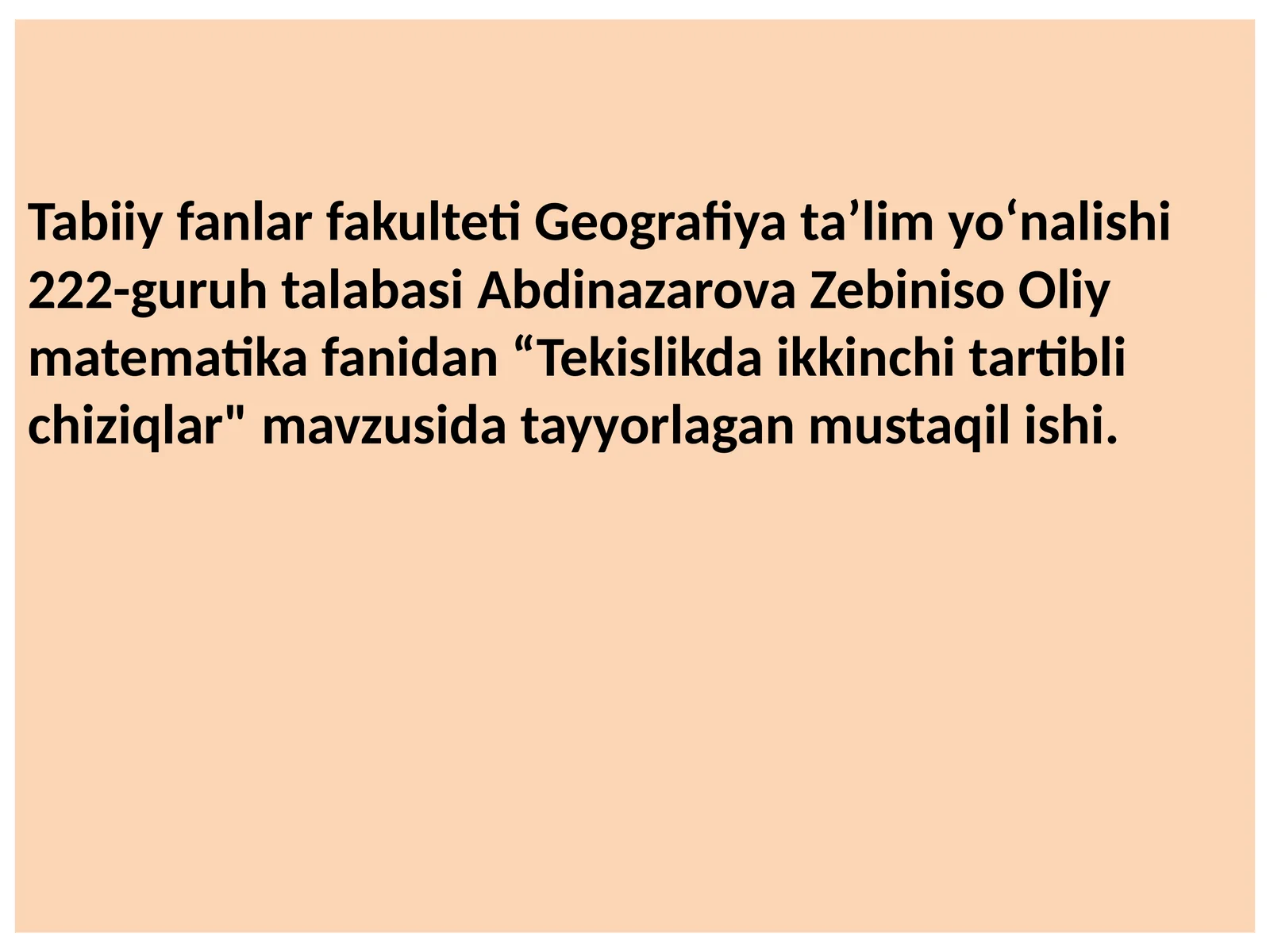 Tekislikda ikkinchi tartibli chiziqlar