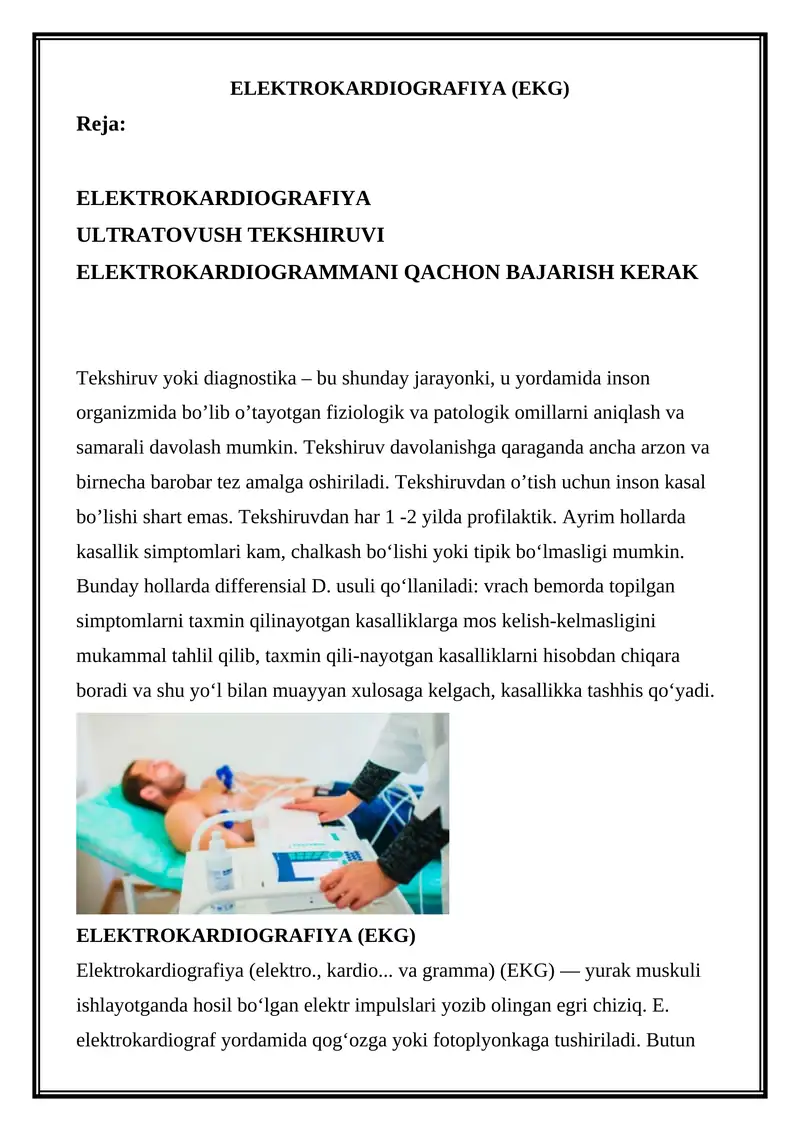 ELEKTROKARDIOGRAFIYA (EKG)