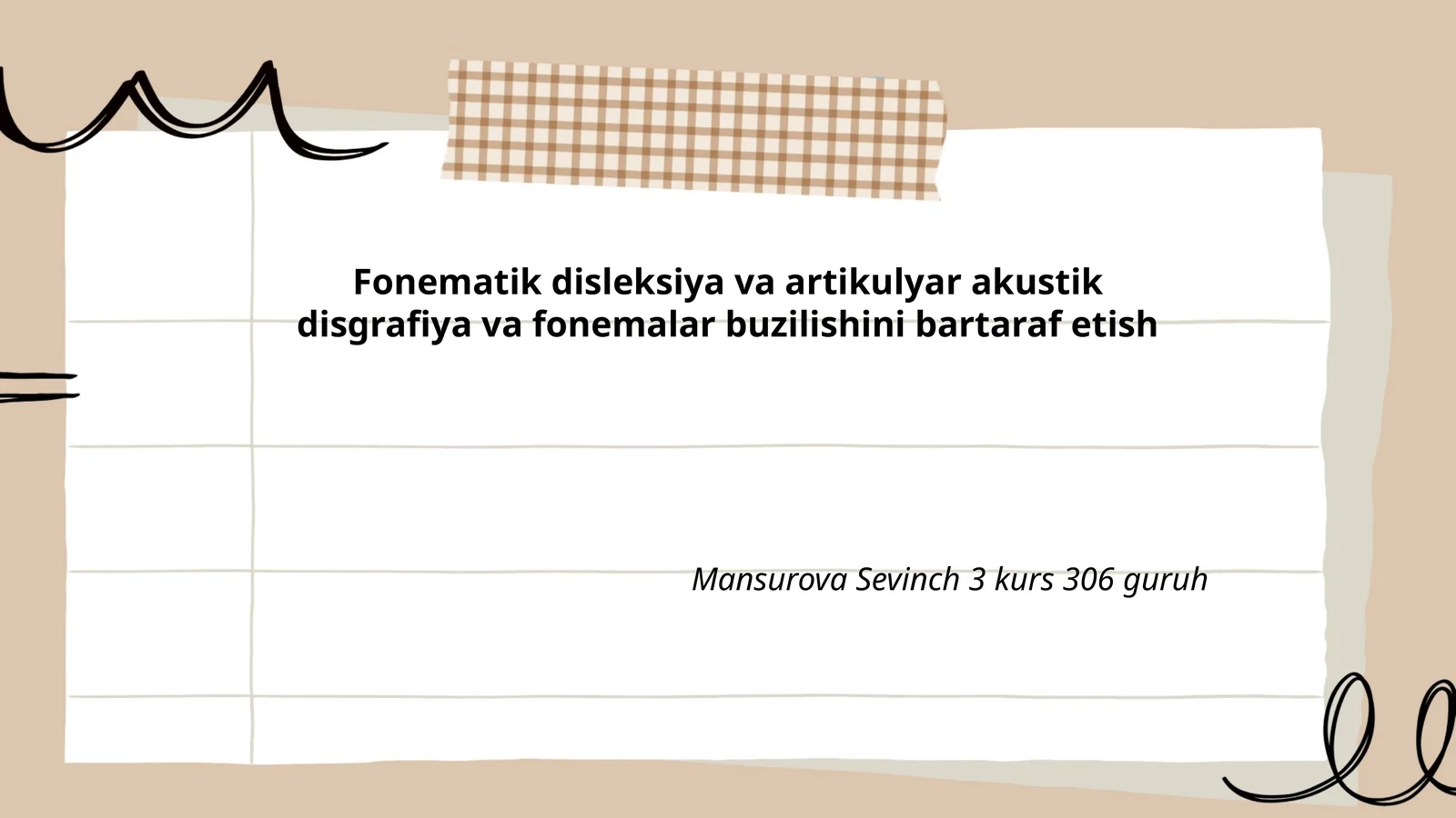 Fonematik Disleksiya va Artikulyar Akustik Disgafiya