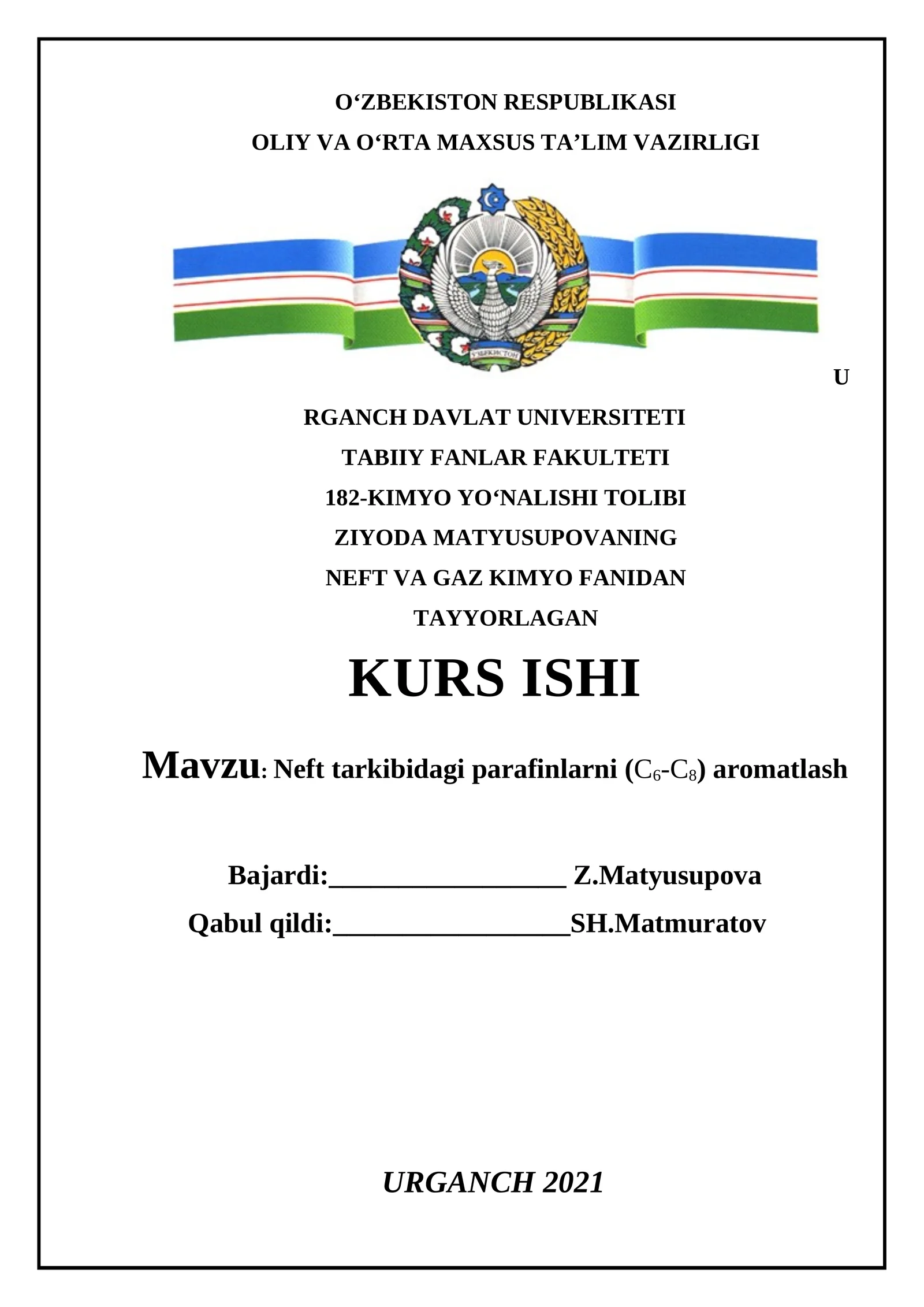 Neft tarkibidagi parafinlarni (С6-С8) aromatlash