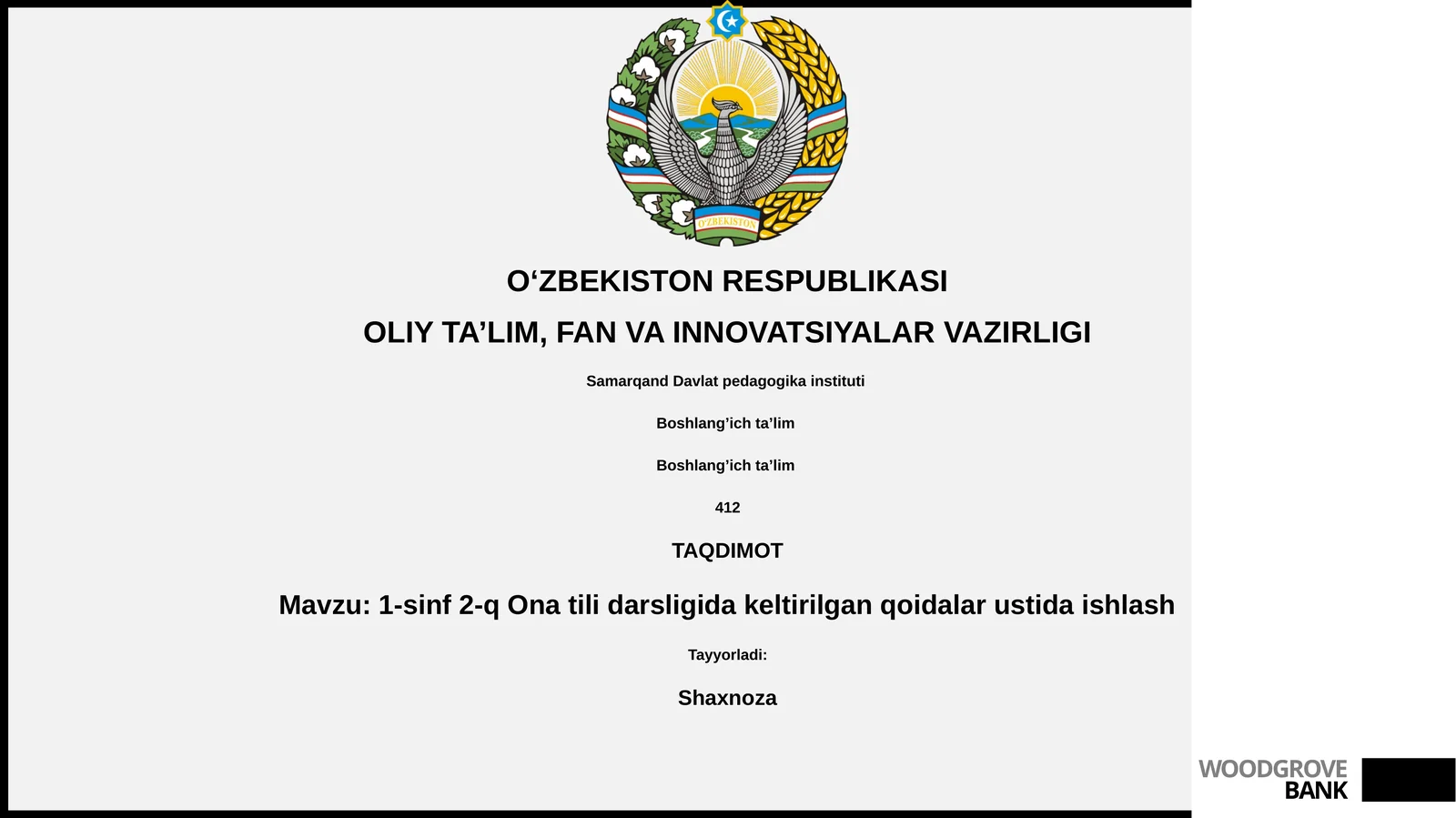 1-sinf 2-q Ona tili darsligida keltirilgan qoidalar ustida ishlash
