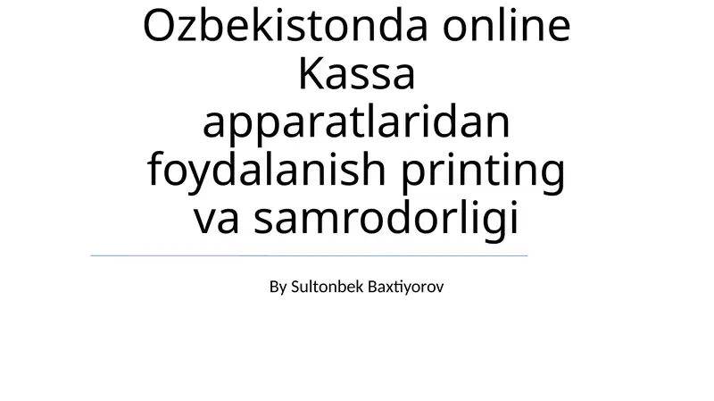 Onlayn Kassa Apparatlari Uzbekistan Bozorida