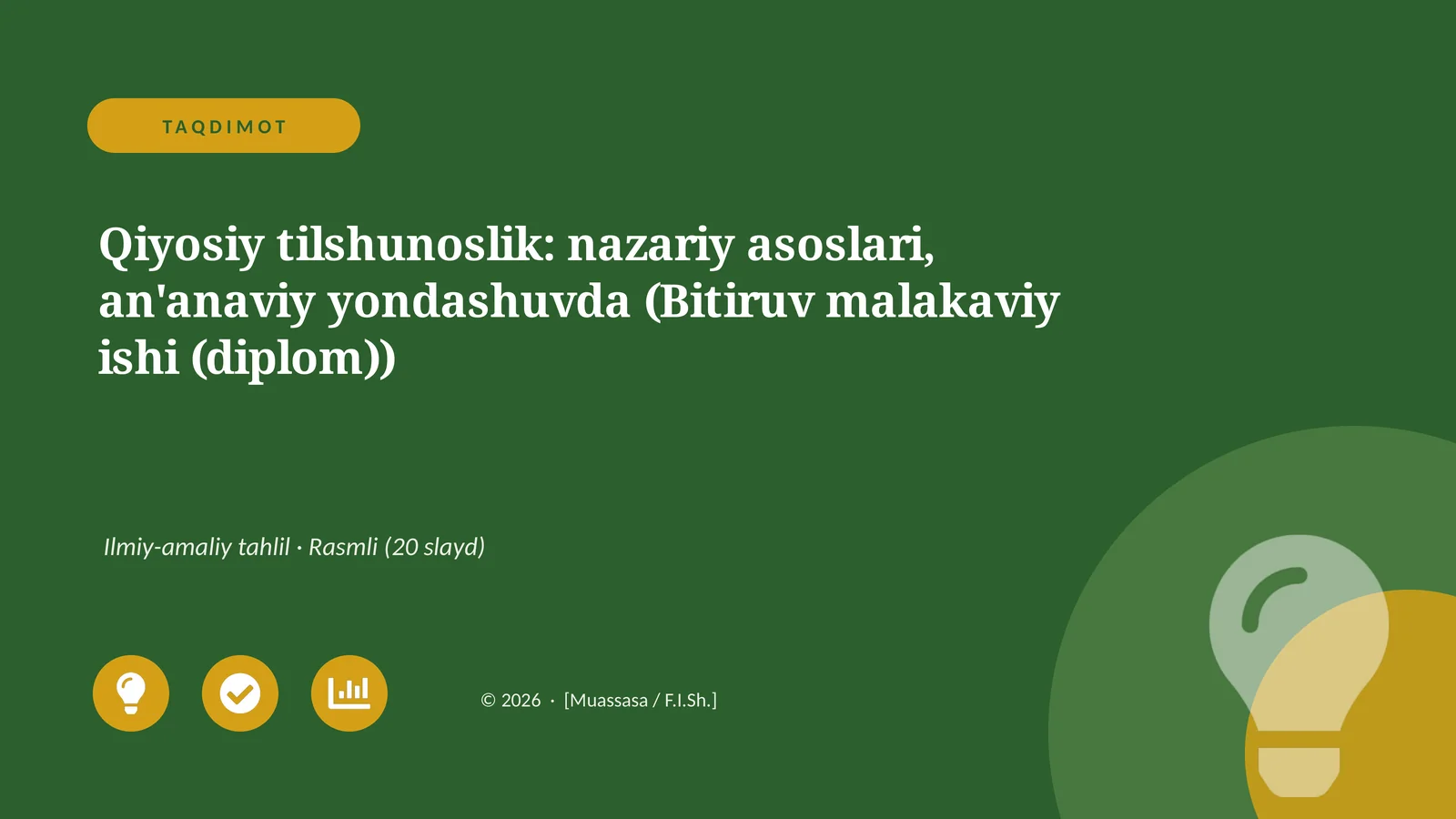 Qiyosiy tilshunoslik: nazariy asoslari, an'anaviy yondashuvda (Bitiruv malakaviy ishi (diplom))