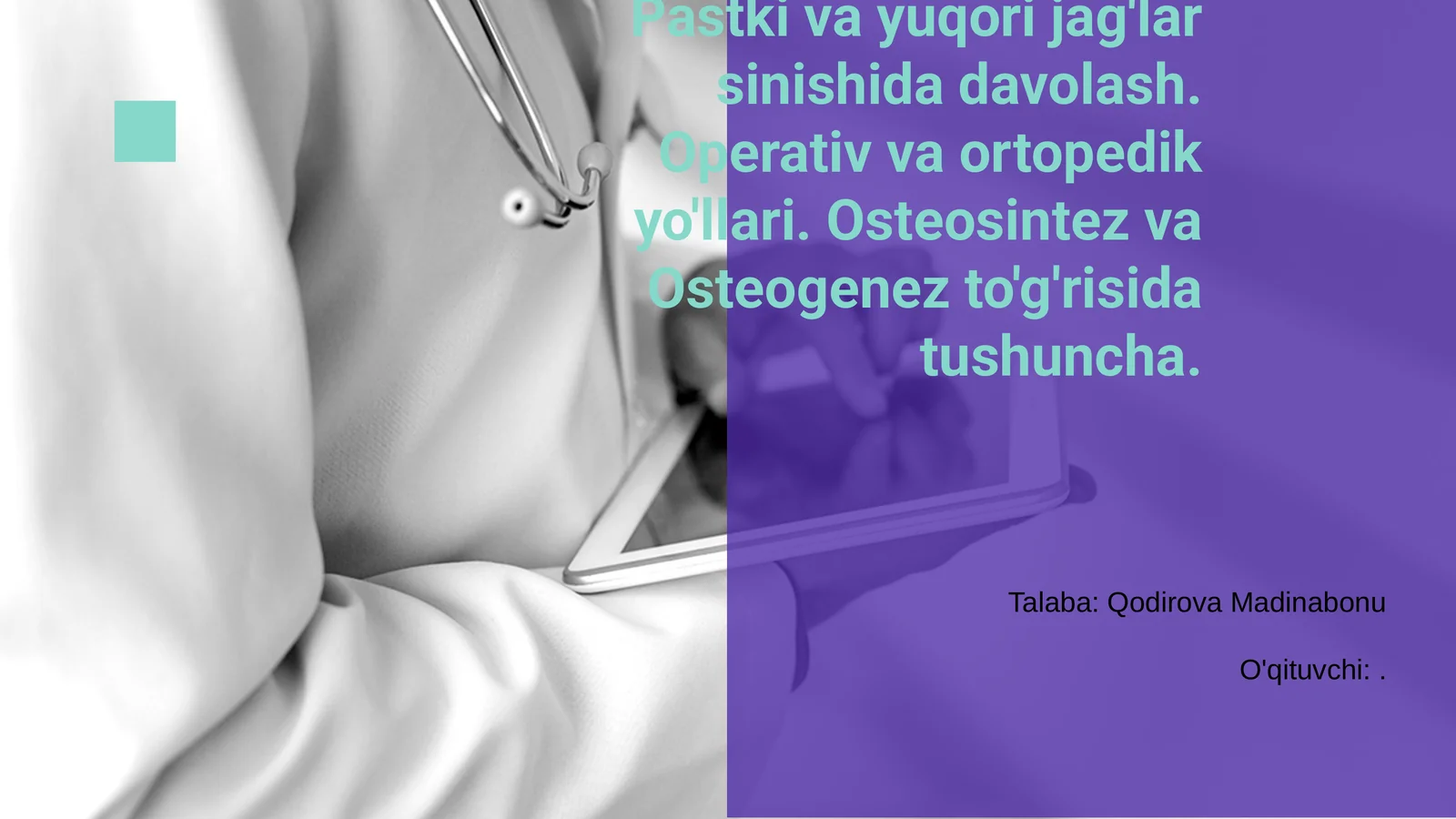 Pastki va yuqori jag'lar sinishi: kirish