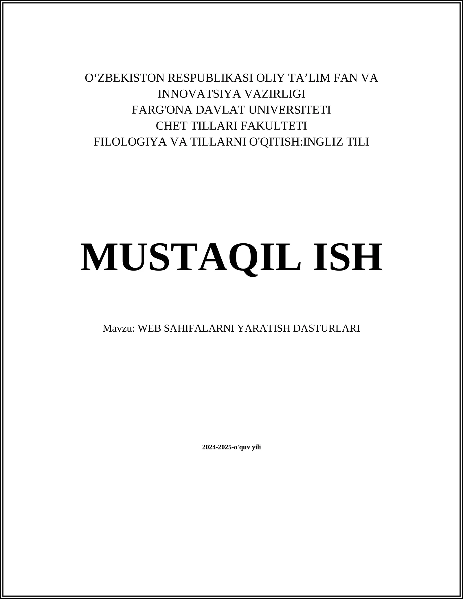 WEB SAHIFALARNI YARATISH DASTURLARI
