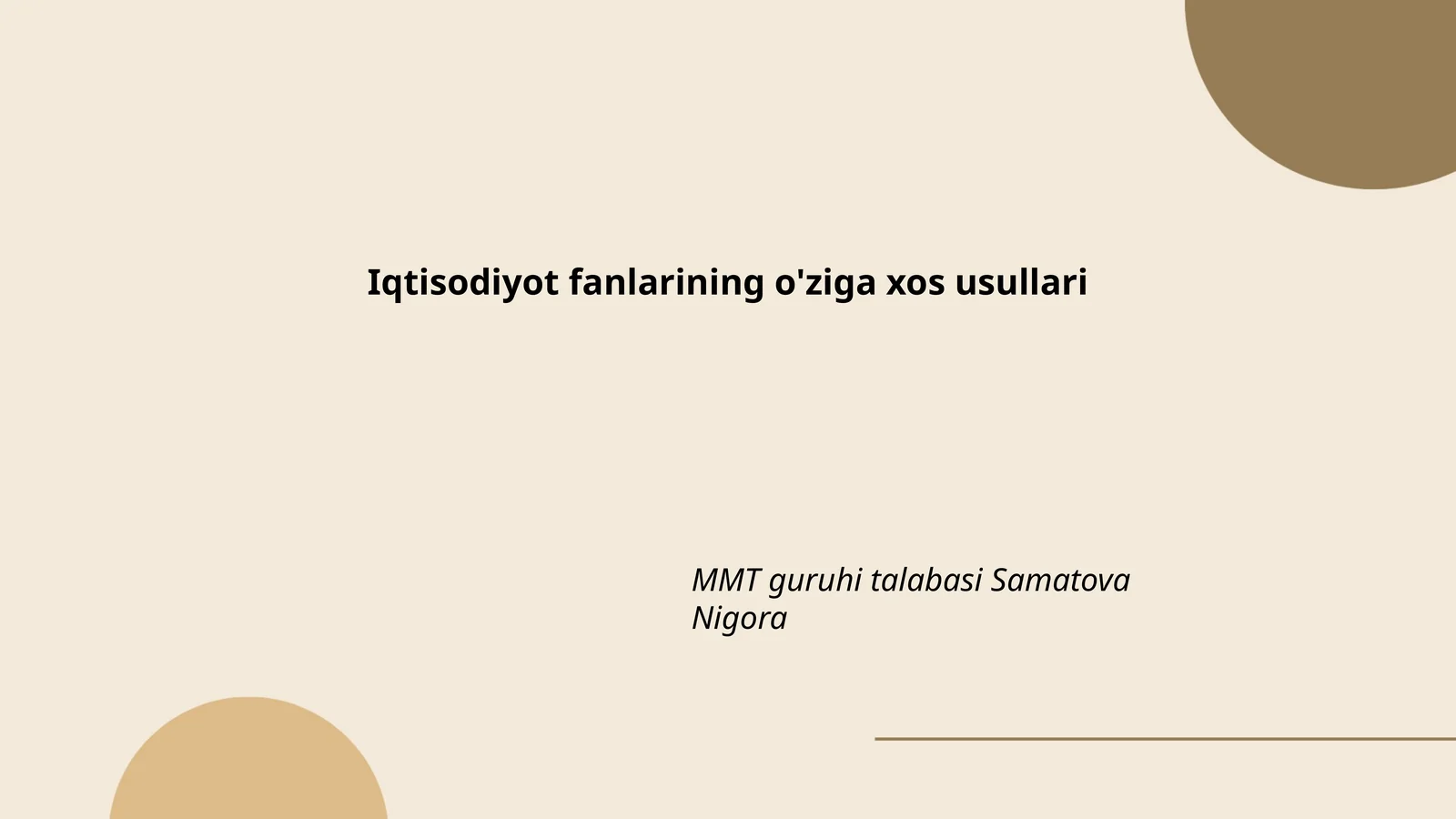Iqtisodiyot fanlarining o'ziga xos usullari
