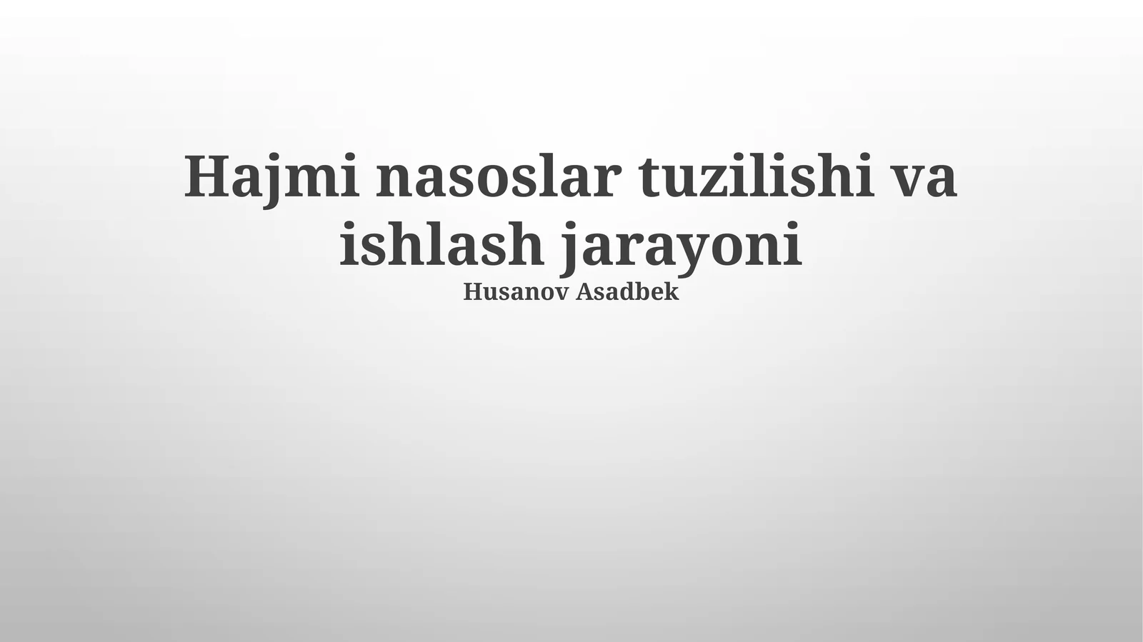Hajmi nasoslar tuzilishi va ishlash jarayoni