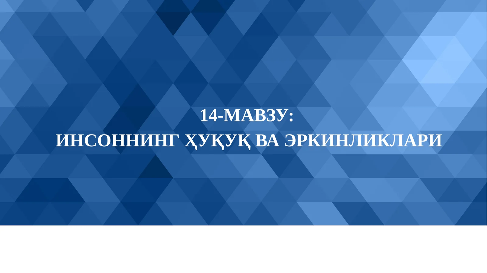 ИНСОНнинг ҲУҚУҚ ва эркинликлари