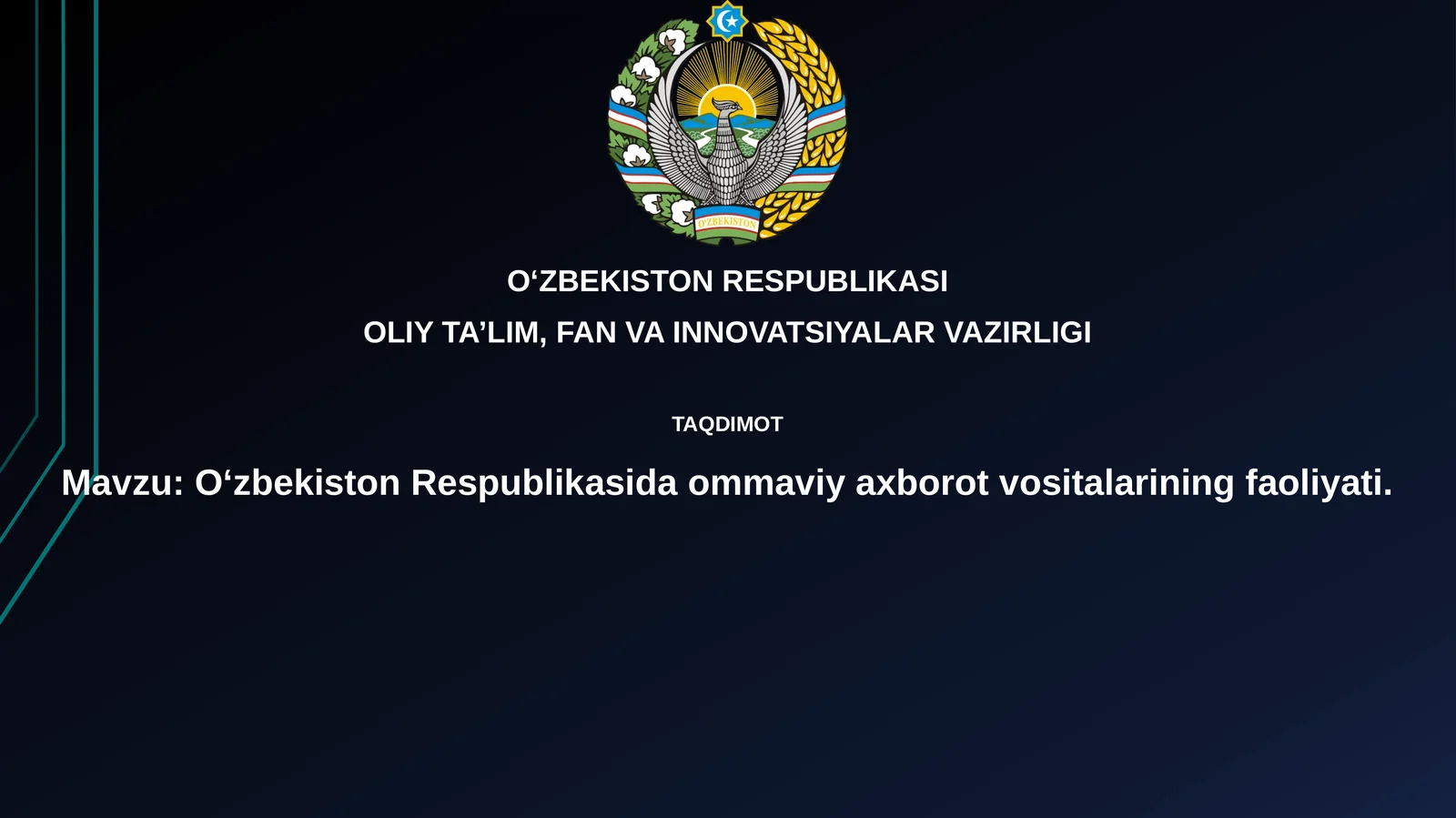 O‘zbekiston Respublikasida ommaviy axborot vositalarining faoliyati