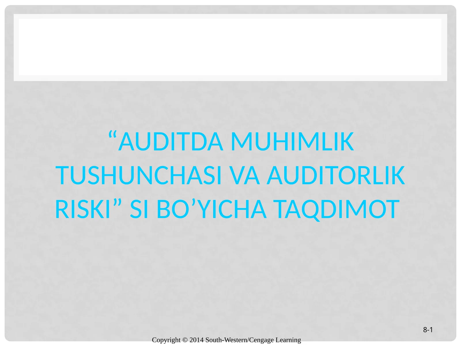 AUDITDA MUHIMLIK TUShUNChASI VA AUDITORLIK RISKI