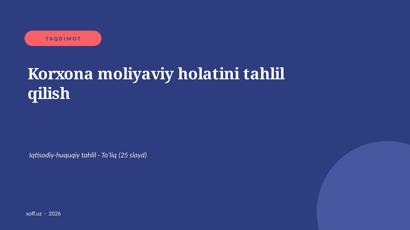 Korxona moliyaviy holatini tahlil qilish