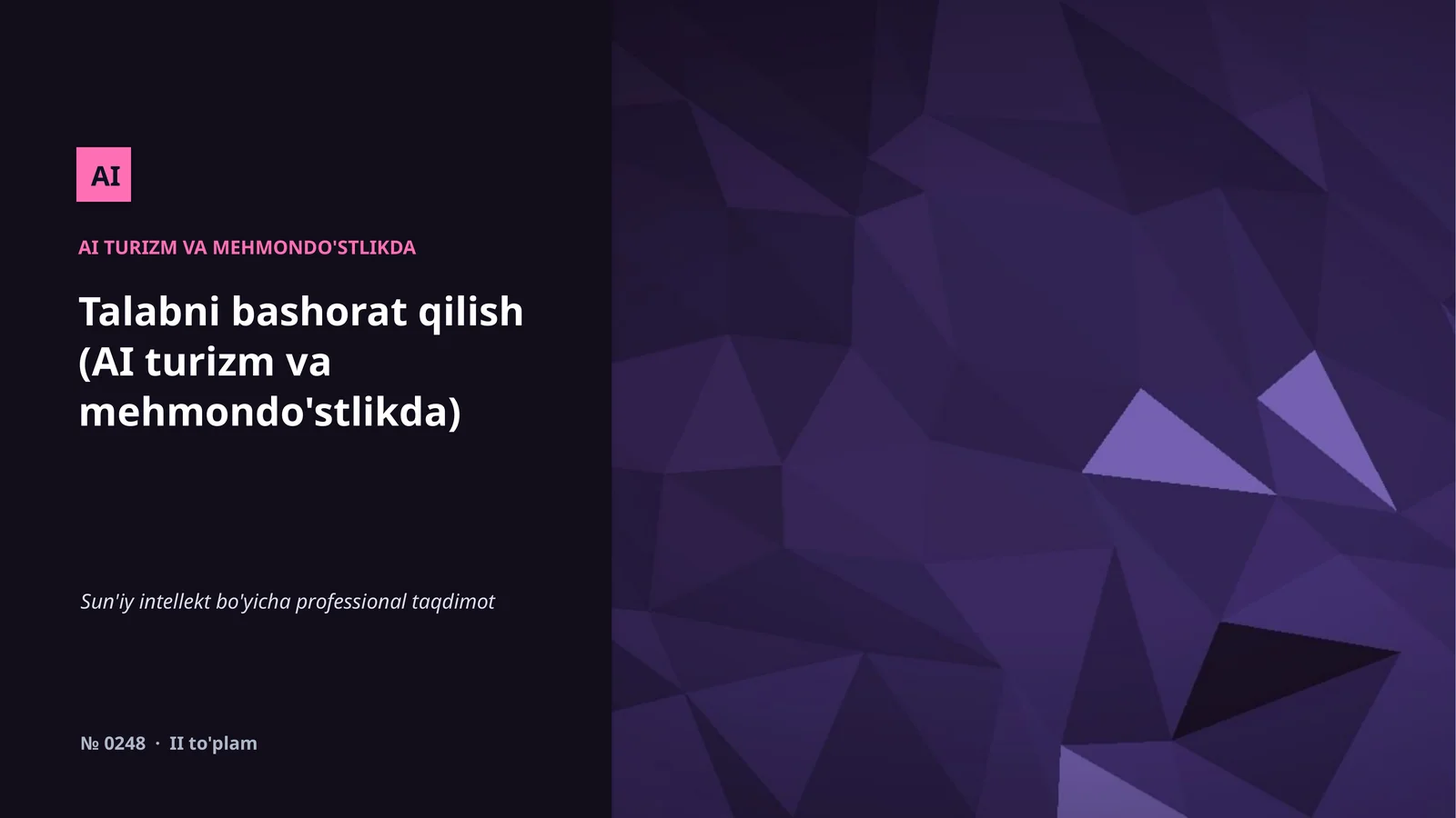 AI TURIZM VA MEHMONDO'STLIKDA
