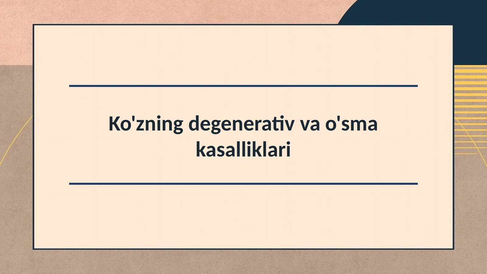 Ko'zning degenerativ va o'sma kasalliklari