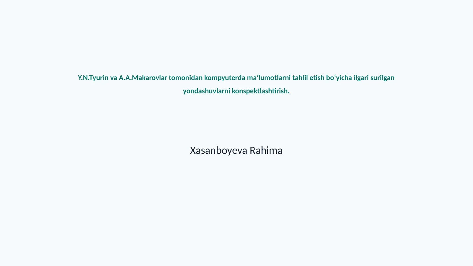 Ma’lumotlarni tahlil qilish asoslari