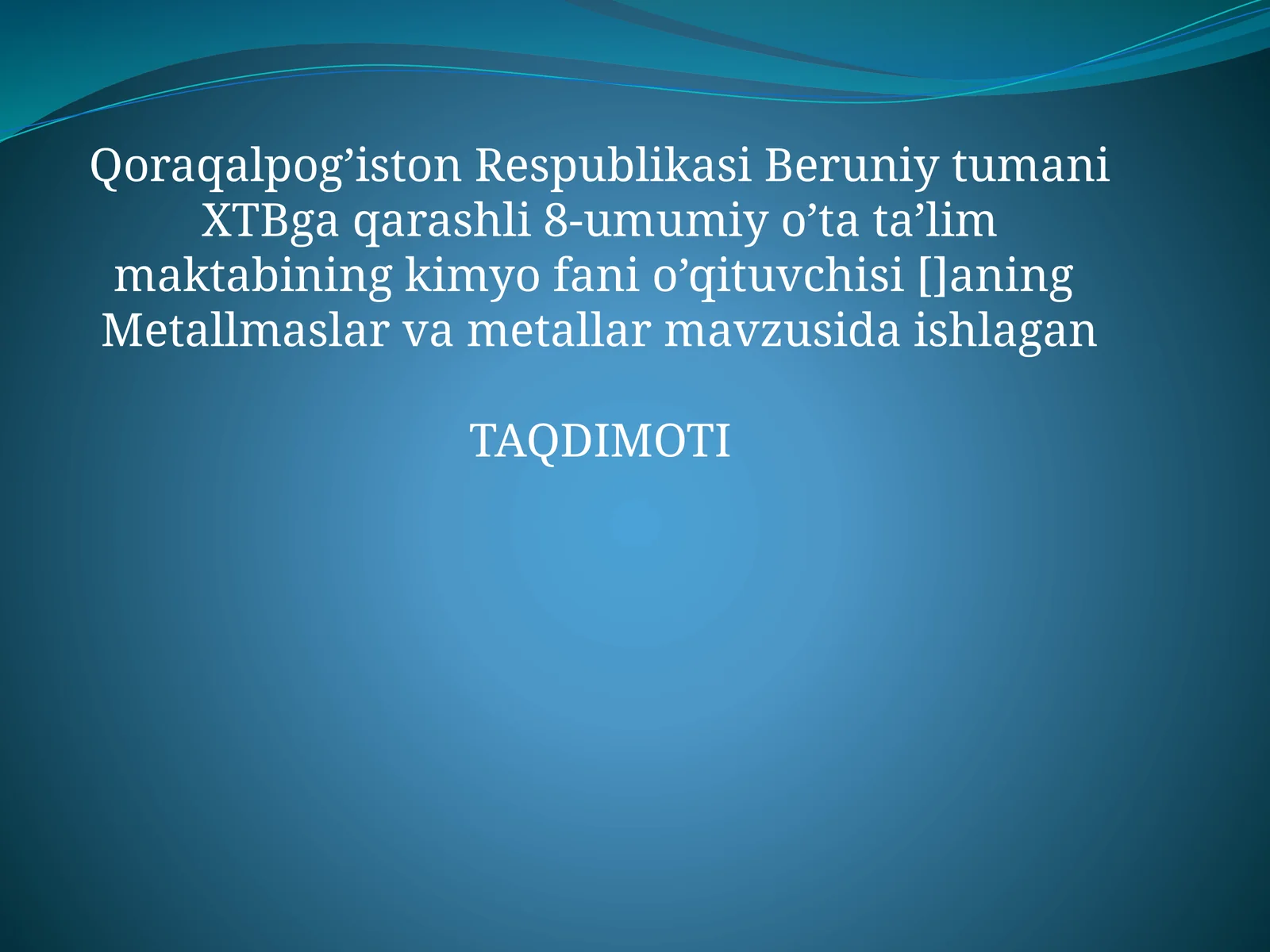 Metallmaslar va metallar