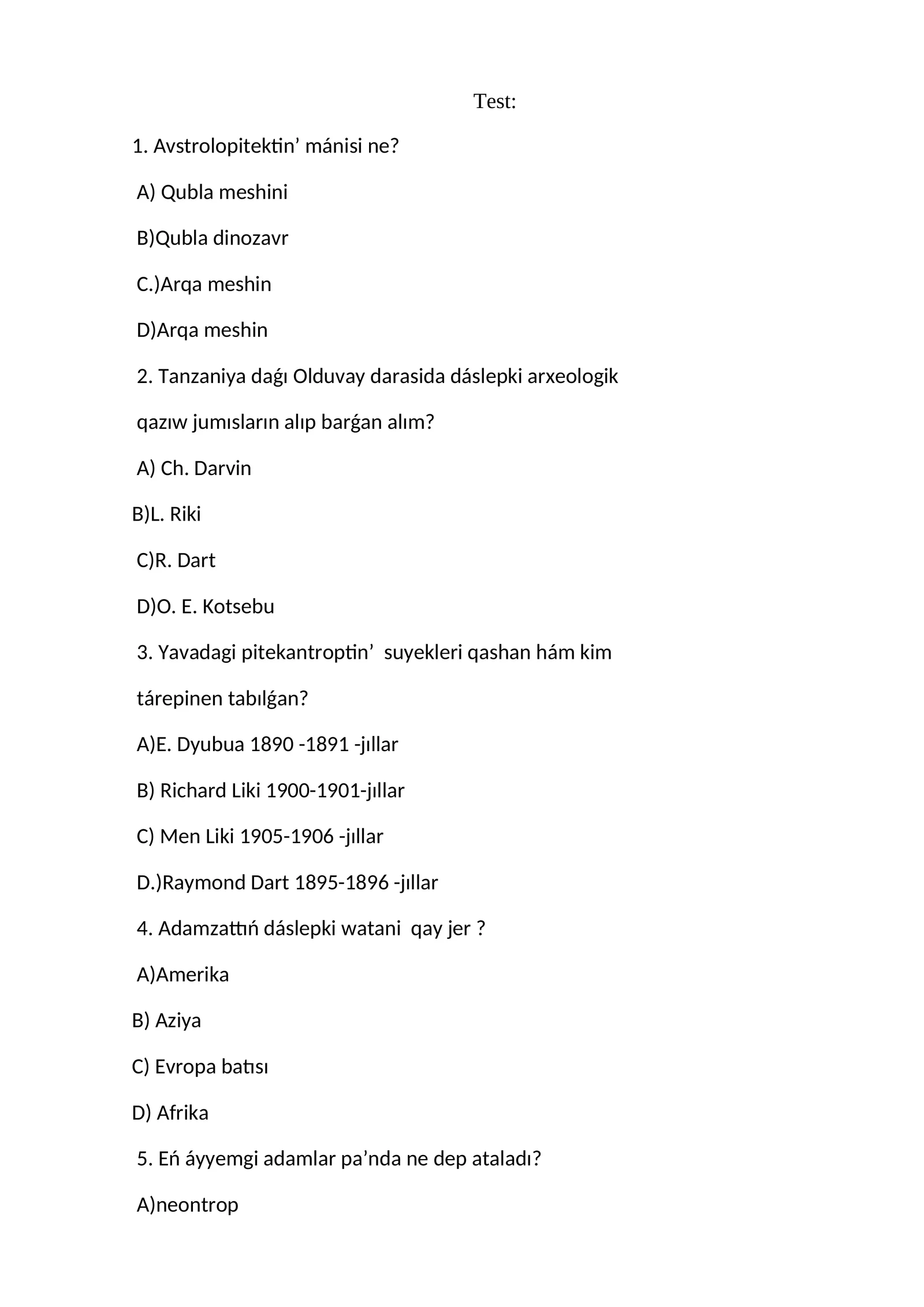 Olduvay darasi tabiati