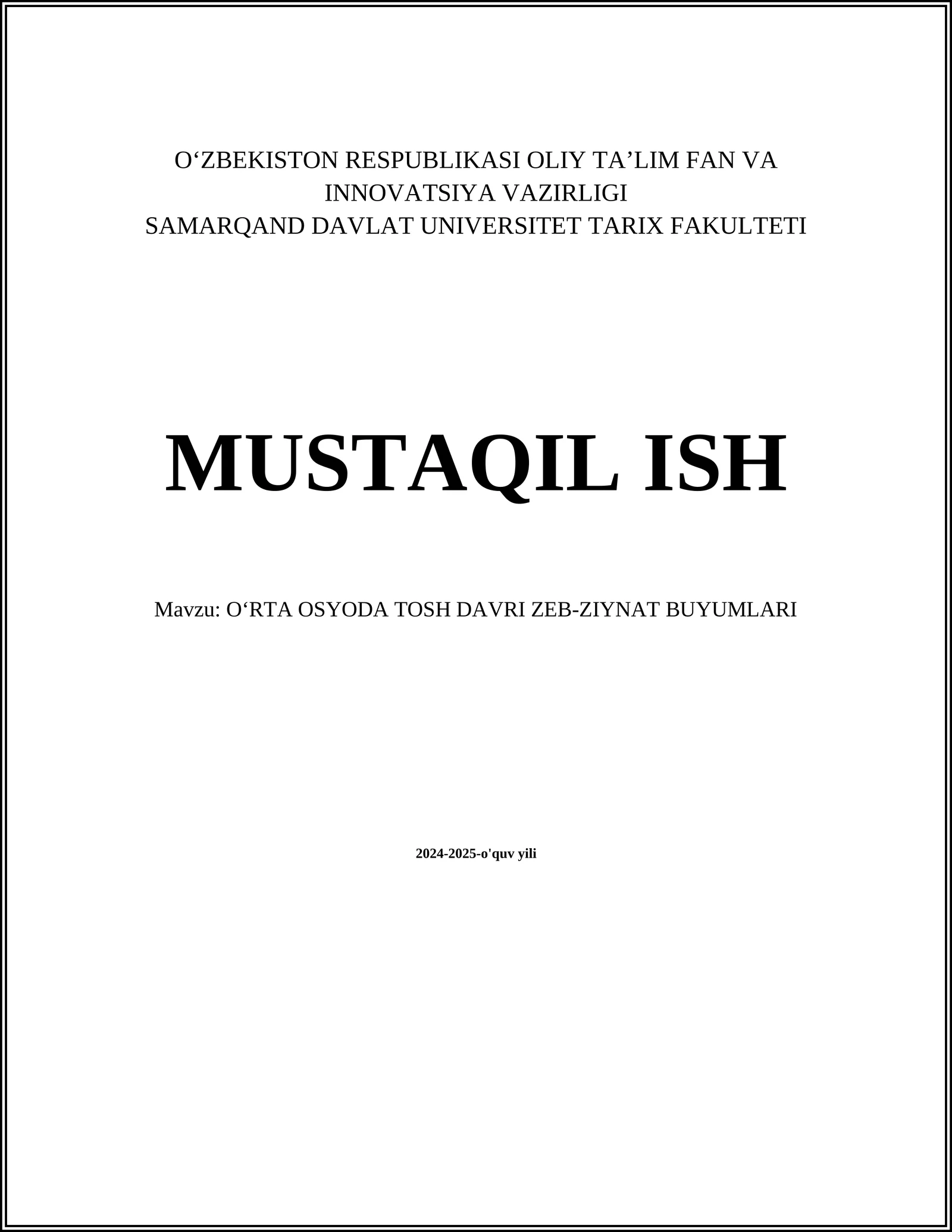 OʻRTA OSYODA TOSH DAVRI ZEB-ZIYNAT BUYUMLARI