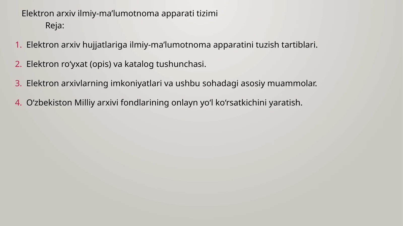 Elektron arxiv ilmiy-ma’lumotnoma apparati tizimi