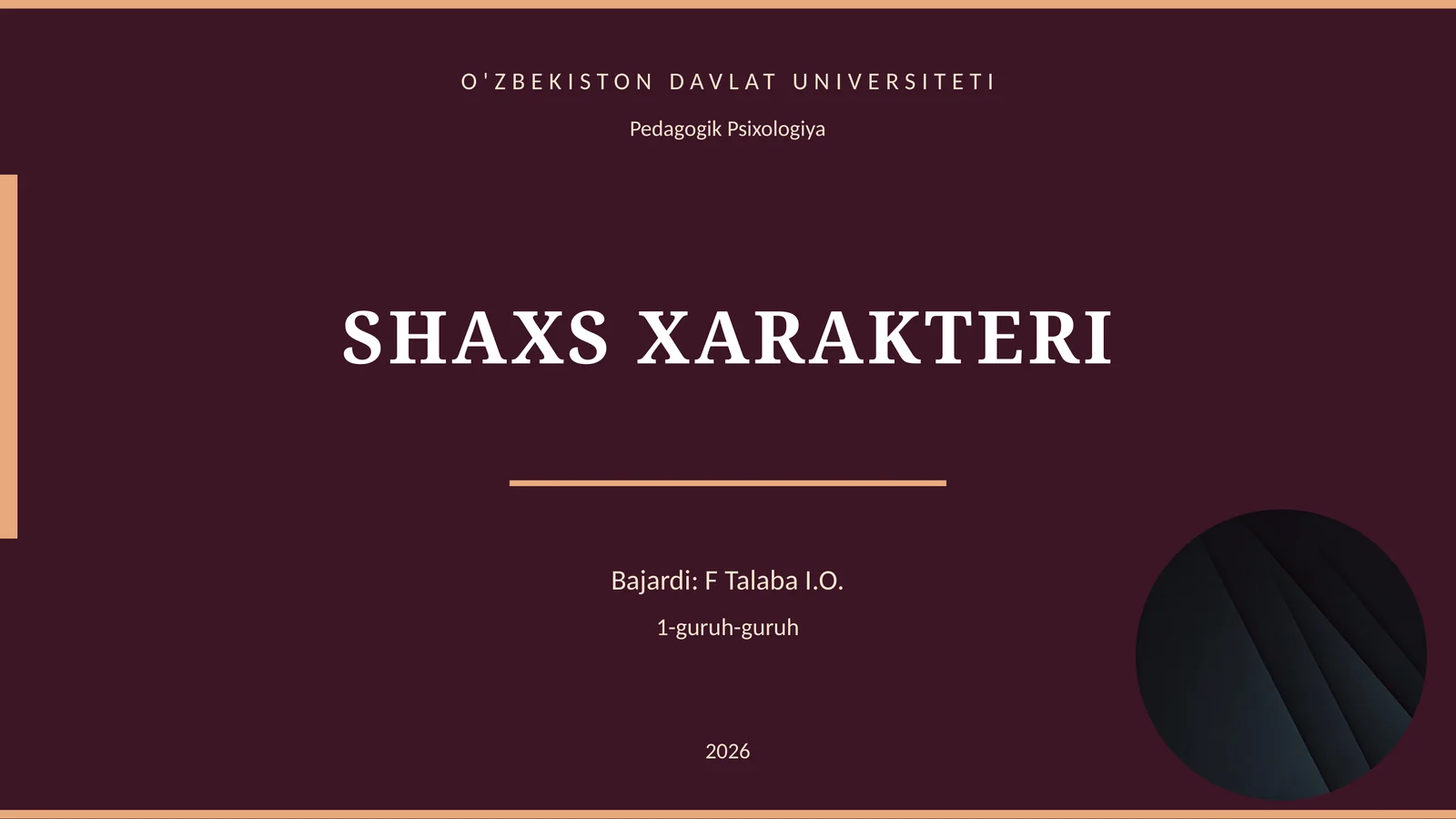 SHAXS XARAKTERI