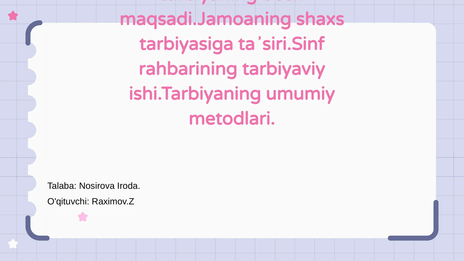 Har tomonlama barkamol shaxsni shakllantirish