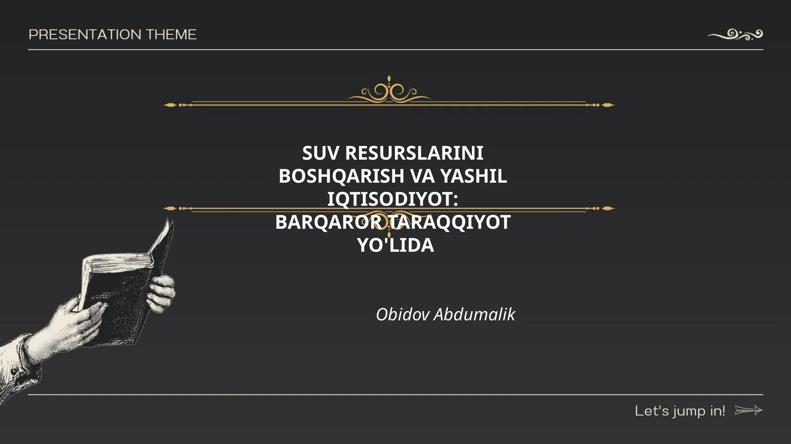 SUV RESURSLARINI BOSHQARISH VA YASHIL IQTISODIYOT: BARQAROR TARAQQIYOT YO'LIDA