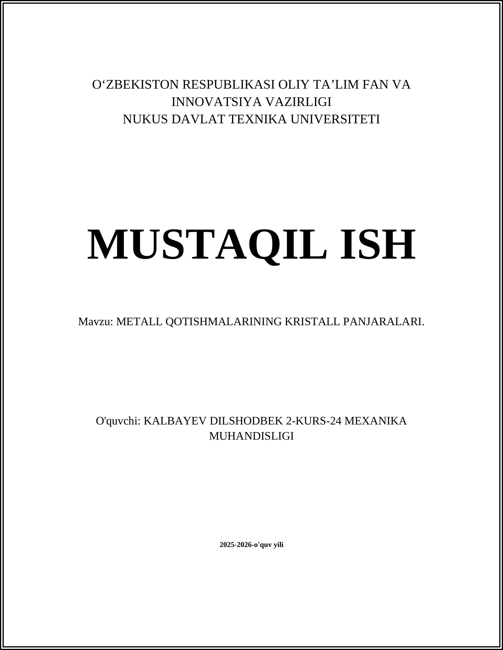 METALL QOTISHMALARINING KRISTALL PANJARALARI