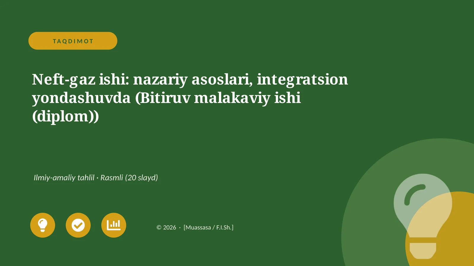 Neft-gaz ishi: nazariy asoslari, integratsion yondashuvda (Bitiruv malakaviy ishi (diplom))