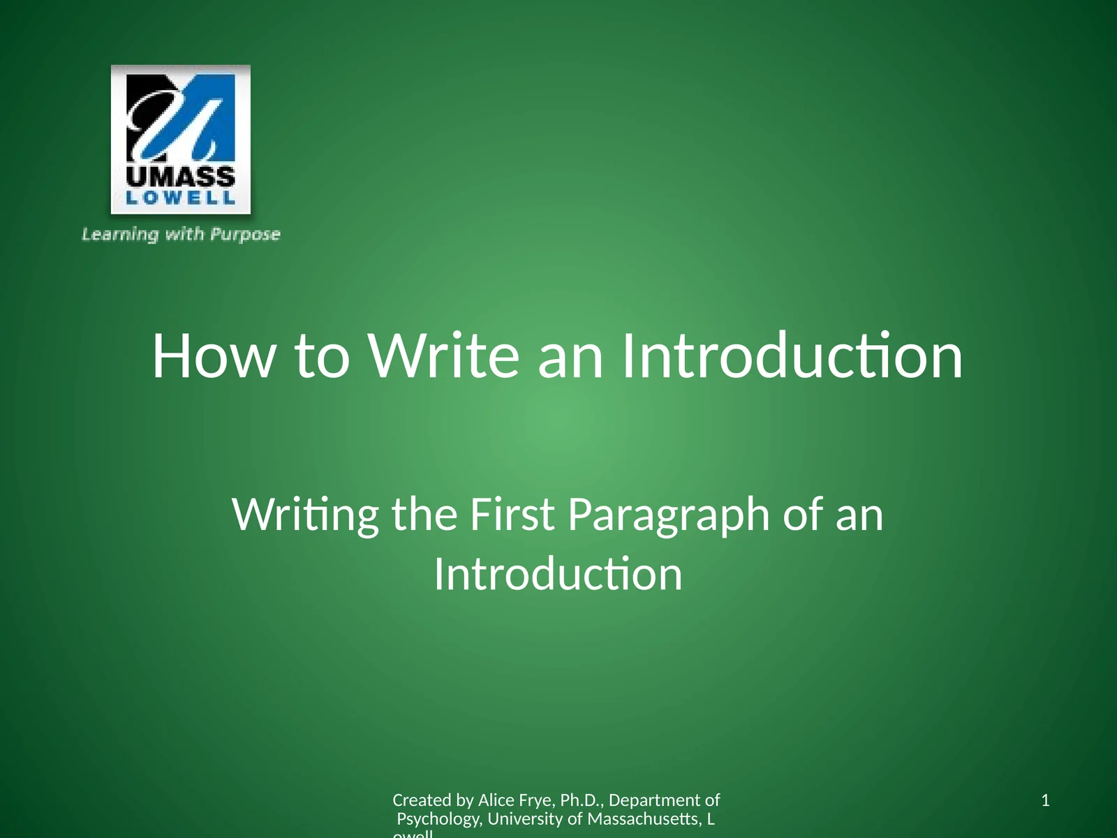 How to Write an Introduction
