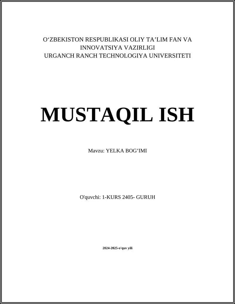 Yelka bog’imi anatomiyasi