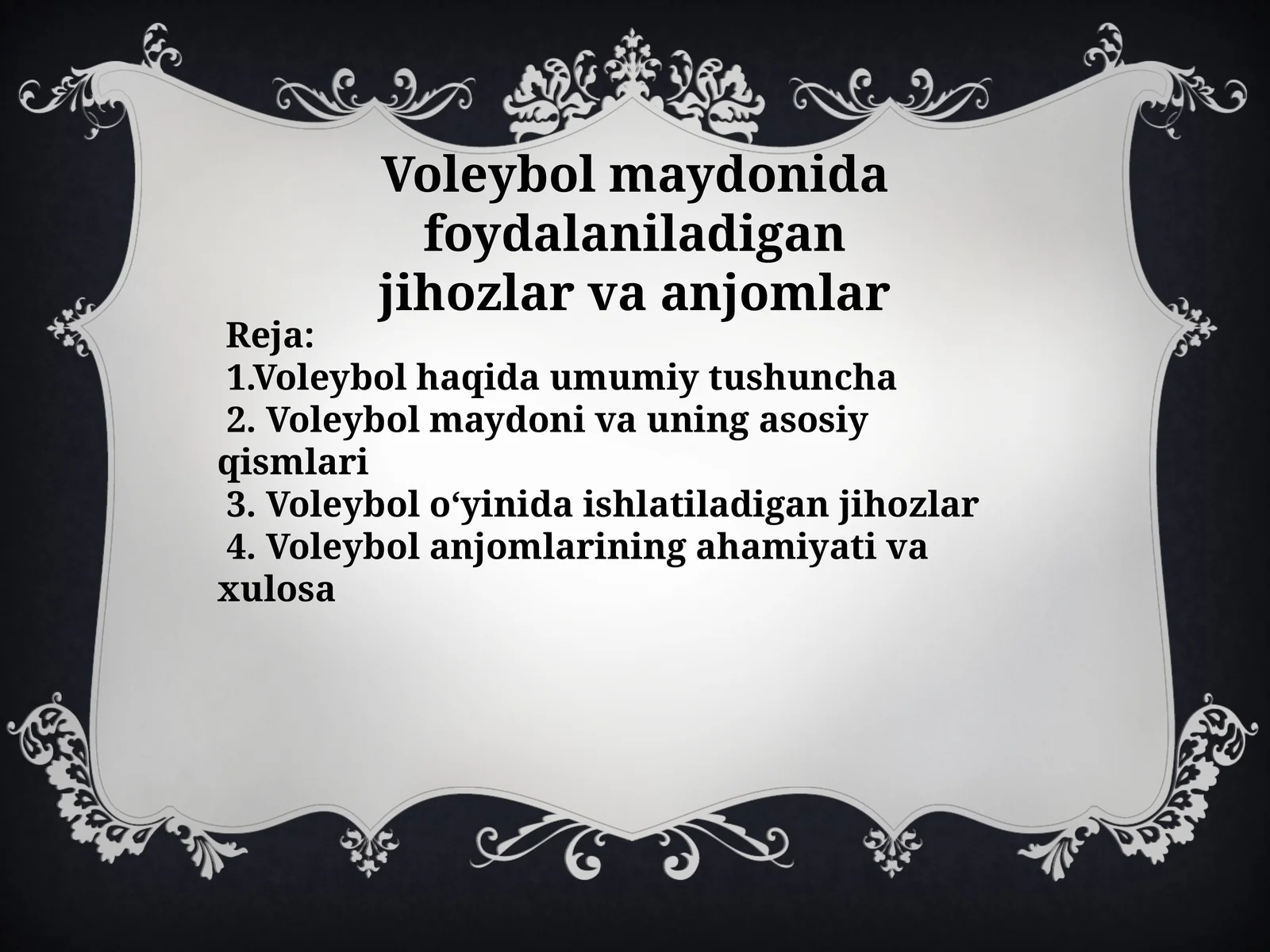 Voleybol maydonida foydalaniladigan jihozlar va anjomlar
