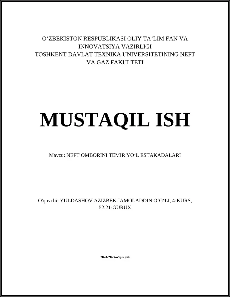 NEFT OMBORINI TEMIR YOʻL ESTAKADALARI