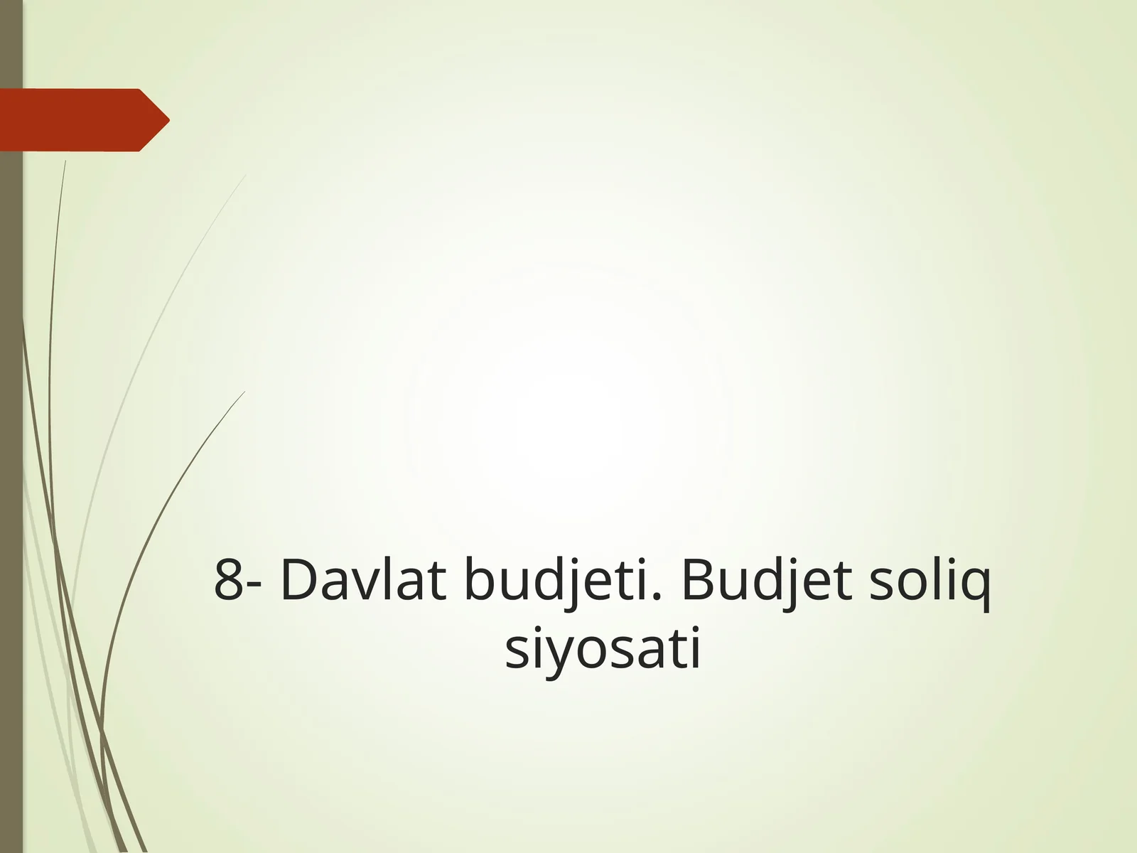 8- Davlat budjeti. Budjet soliq siyosati