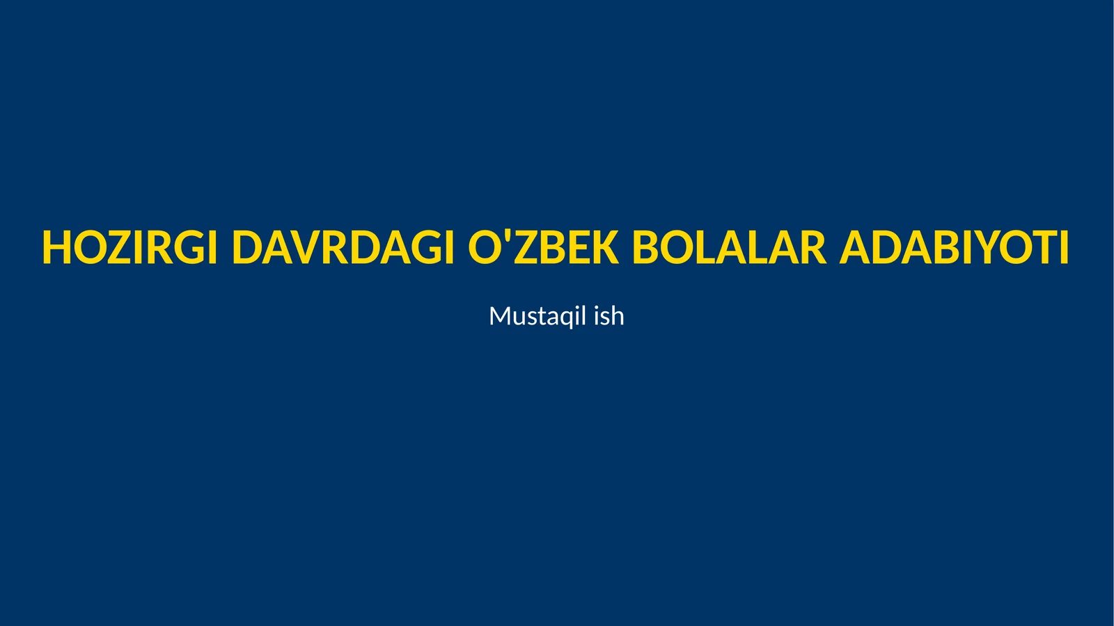 O'zbek bolalar adabiyoti